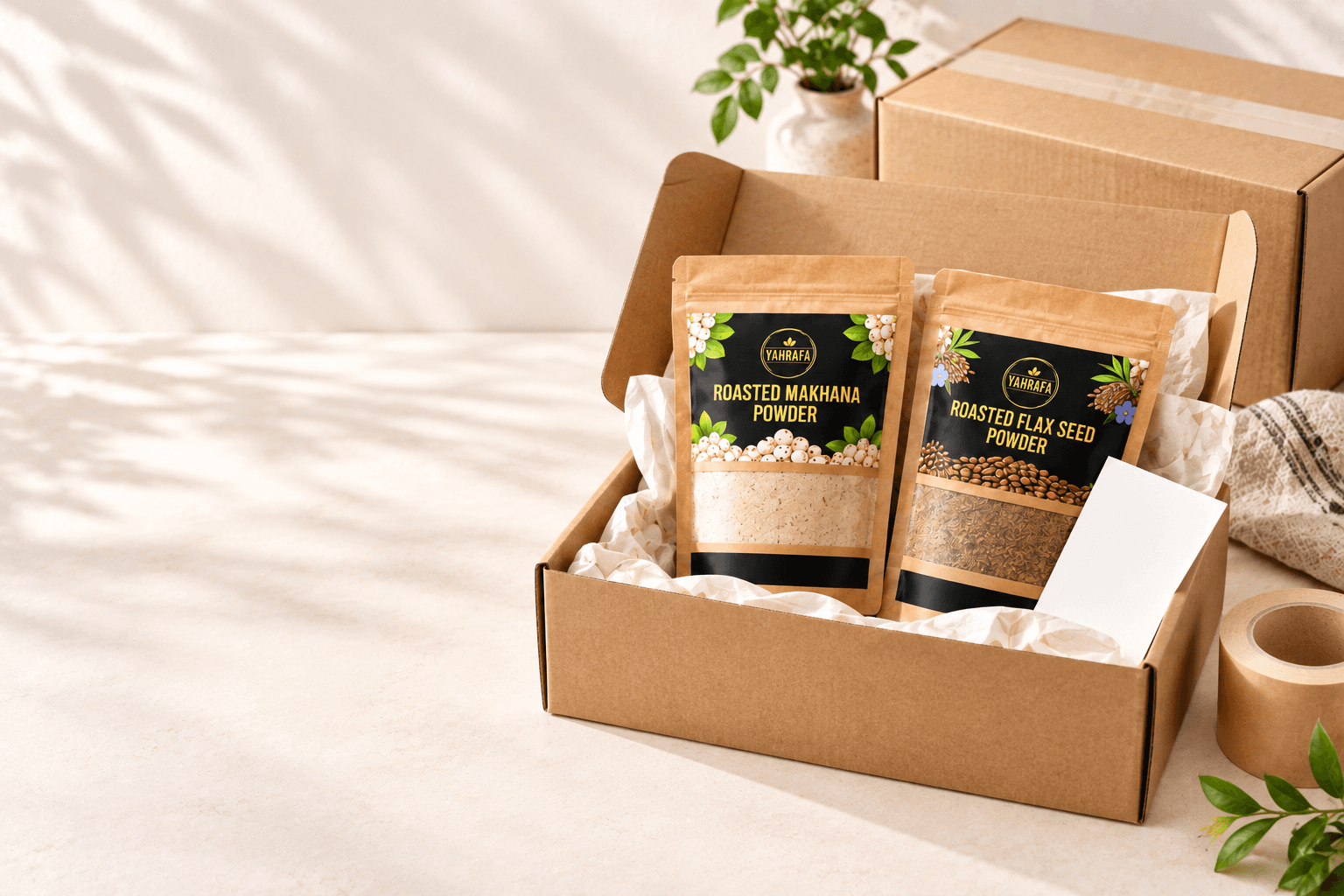 Yahrafa products prepared in a shipping box